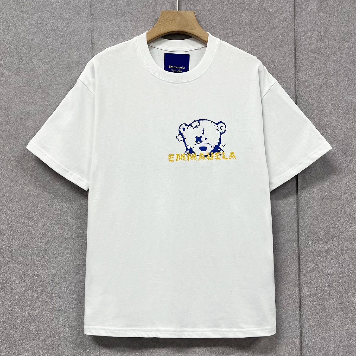 高級・半袖Tシャツ 定価2万◆Emmauela・イタリア・ミラノ発◆定番 快適 通気 吸汗 クマ ロゴ 可愛い スウェット カットソー 日常 M/46_画像2