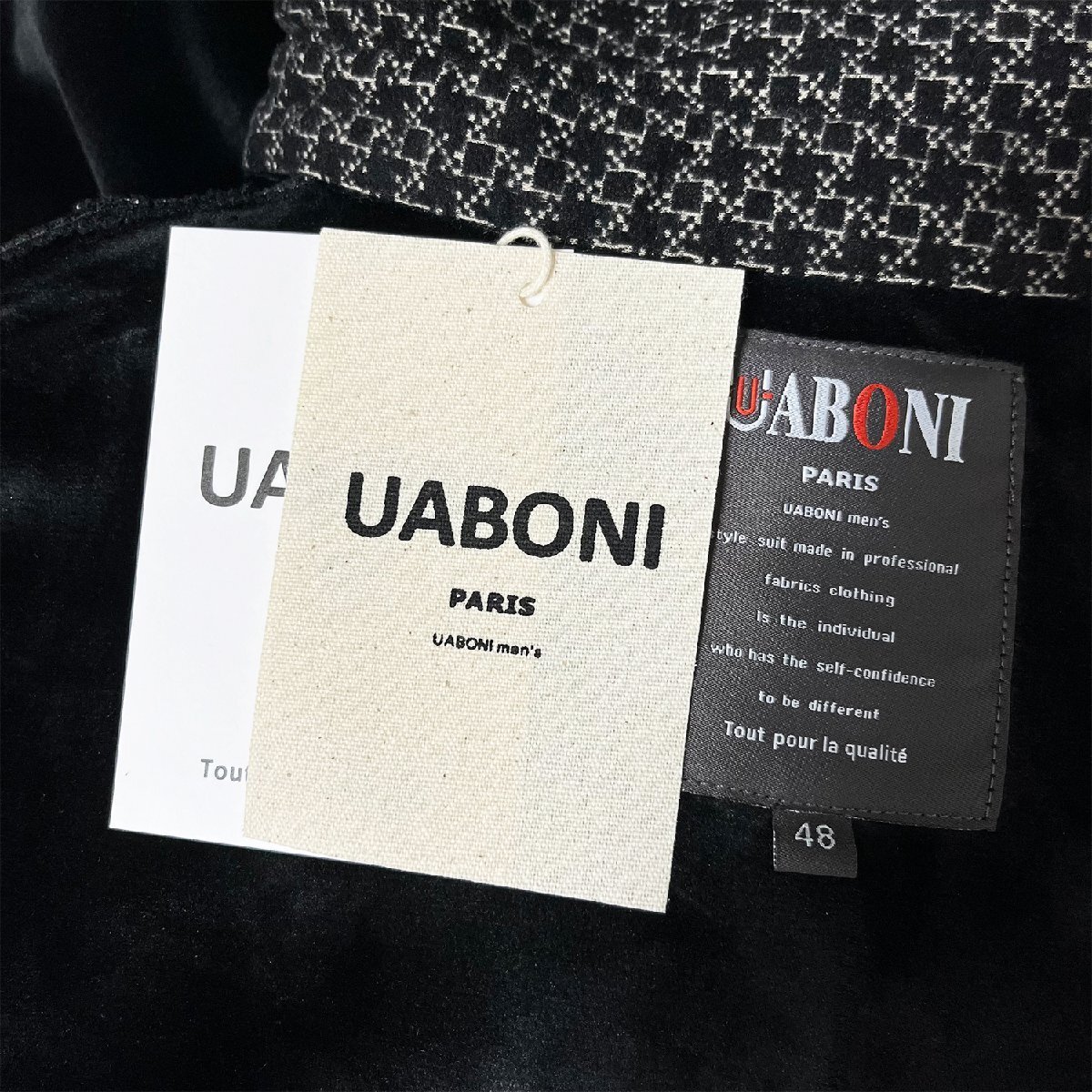 高級EU製＆定価5万◆UABONI*Paris*長袖ポロシャツ*ユアボニ*パリ発◆上質 暖かい 裏起毛 ソフト 切替 レトロ 定番 通勤 ビジネス L/48_画像9