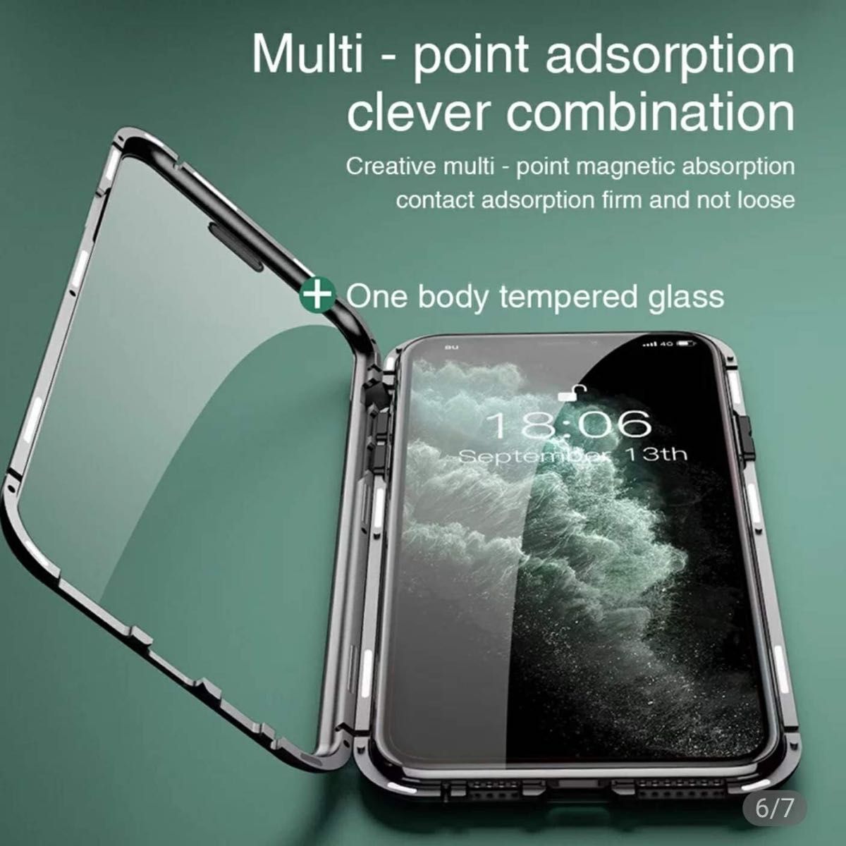 スマホケース iphone11pro MAX レッド 赤色 強化ガラス 磁気