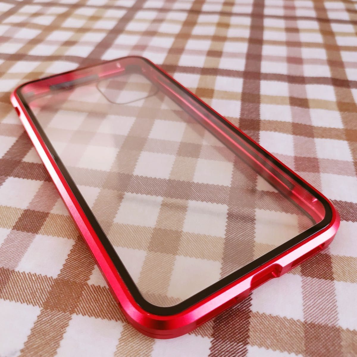 スマホケース iphone11pro MAX レッド 赤色 強化ガラス 磁気