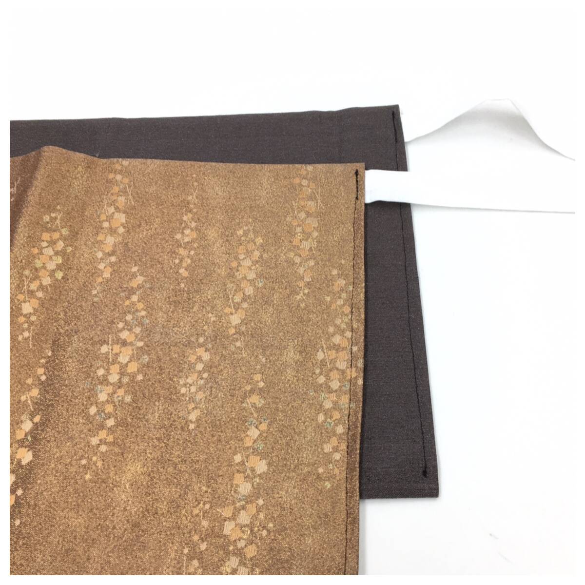 美品 正絹 袋帯  やや薄手 上品 華模様 二部式 二重太鼓 作り帯 の画像6