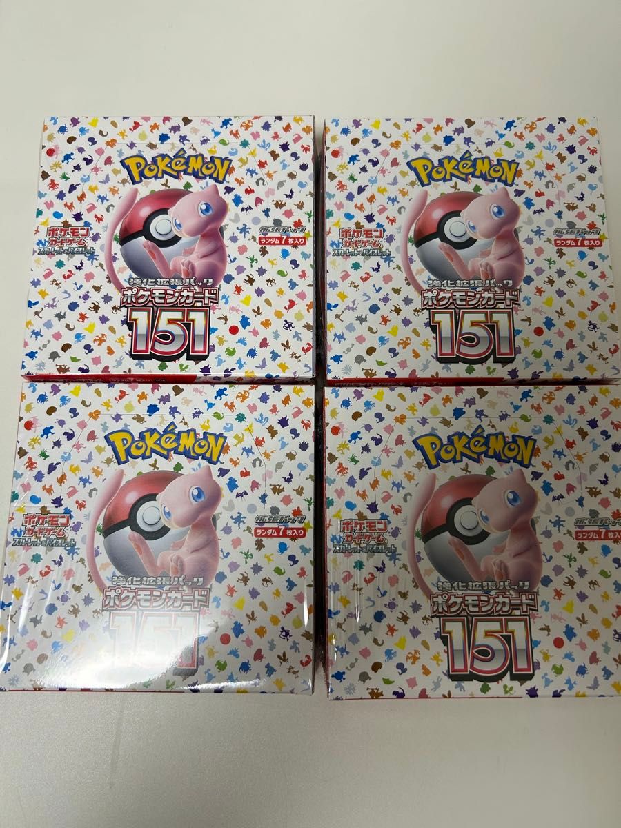 ポケモンカード　ポケカ　151 シュリンク付き　ボックス　4BOX ボックス　ワンオーナー　未開封　ポケカ　片面切り込み有り