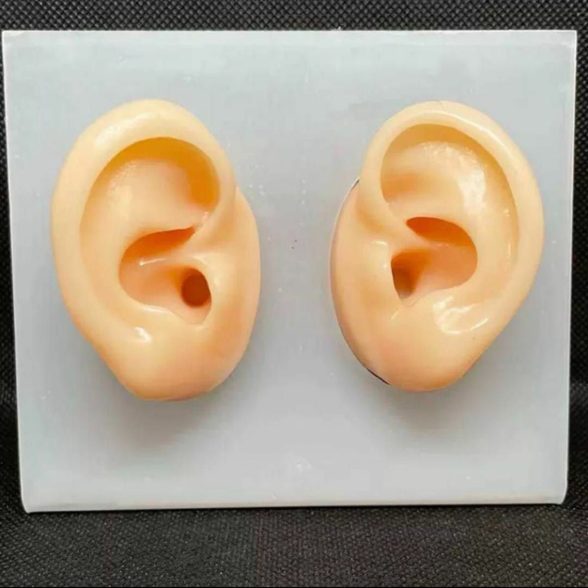耳型模型　シリコン　左右両耳セット　ピアス　ディスプレイ　練習用　モデル　ベージュ マネキン