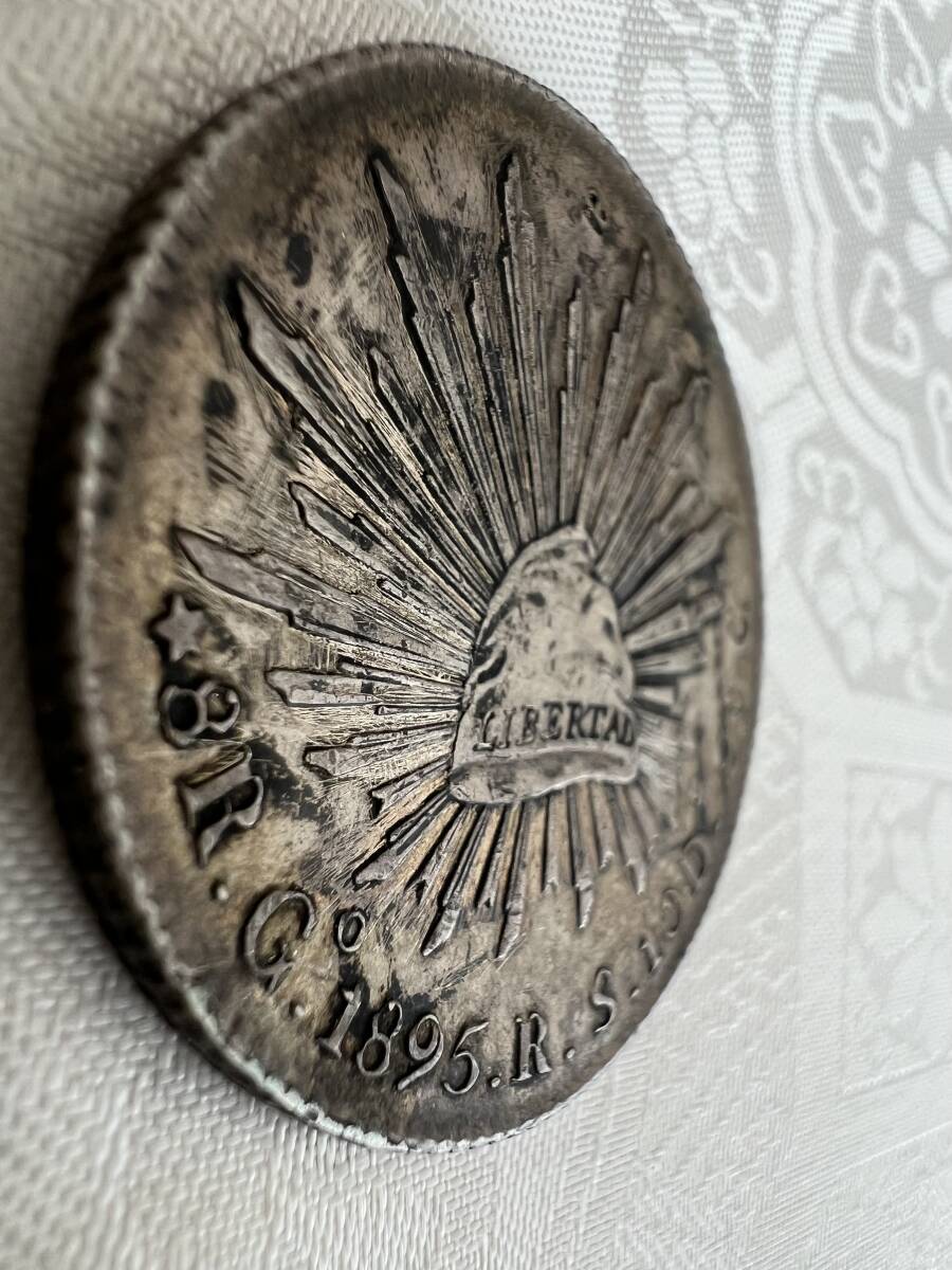 【家族私物】1895年　メキシコ　8レアル　一圓銀貨　貿易銀　イーグル　希少銀貨　_画像2