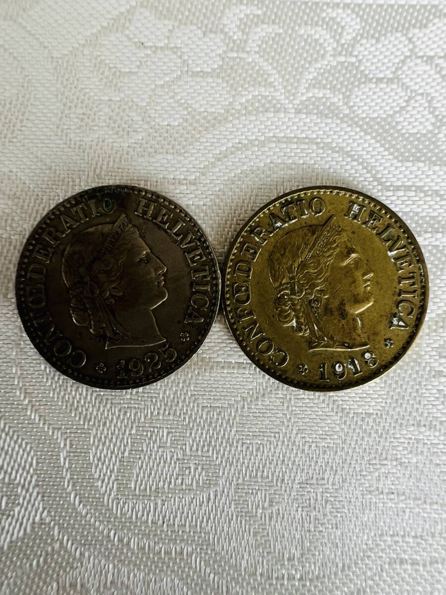 【家族私物】スイス銀貨　1904年Helvetia 　1フラン銀貨×1、1800年代〜1900年代初頭の20Rappen×7、10Rappen×2。合計10枚おまとめ　_画像10