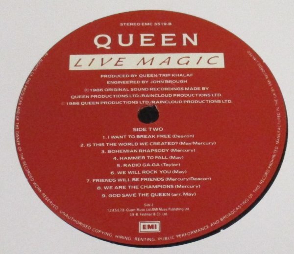☆彡 英國盤 Queen Live Magic [ UK Original '86 EMI EMC 3519, ]_画像4