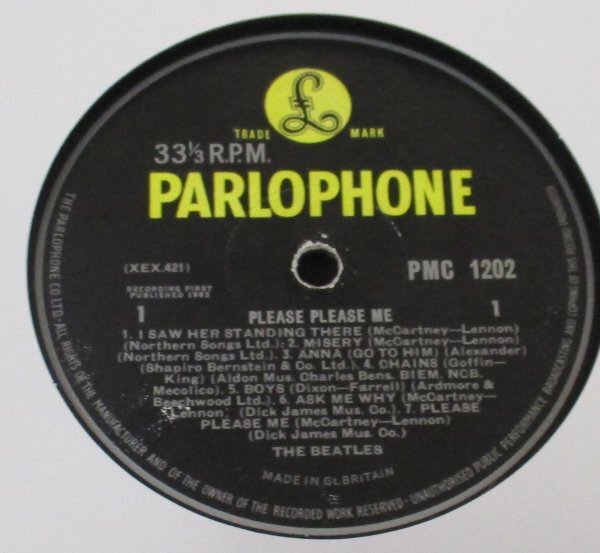 ☆彡 英國盤 The Beatles / Please Please Me [ UK '63 mono Parlophone PMC 1202 MAT 1 / 1 ] Ernest J. Day & Co. Ltd. London_画像3
