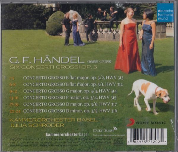 [CD/Dhm]ヘンデル:合奏協奏曲Op.3(全曲)/J.シュレーダー&バーゼル室内管弦楽団 2008_画像2