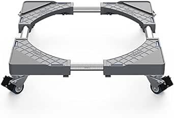 洗濯機 台 DEWEL キャスター付き かさ上げ台 置き台 冷蔵庫台 洗濯機パン 360°回転 目盛り付き スタイリッシュなグレー_画像1