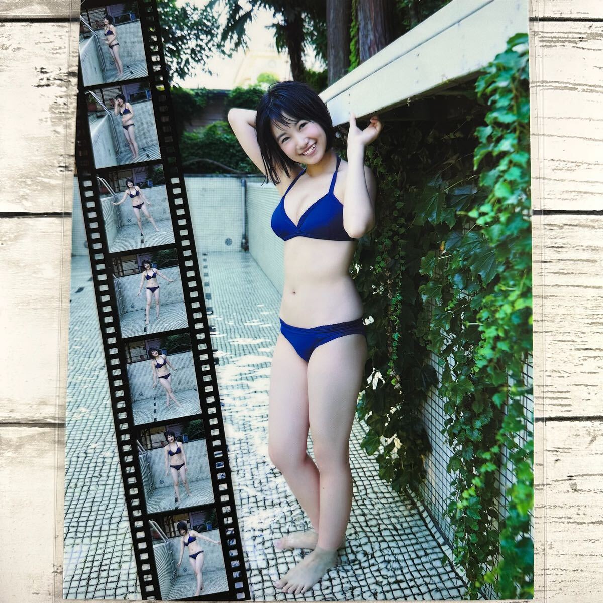 [ high quality laminate processing ][ morning . beautiful Sakura HKT48 ] EX large .2015 year 12 month number magazine scraps 5P A4 film swimsuit bikini model performer woman super 