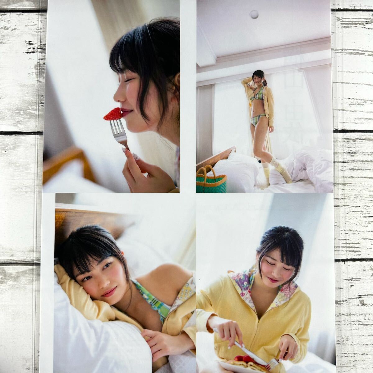 [ высокое качество ламинирование отделка ][ Yokoyama Yui AKB48 ] ENTAME 2014 год 7 месяц журнал вырезки 6P A4 плёнка купальный костюм bikini model актер женщина super 