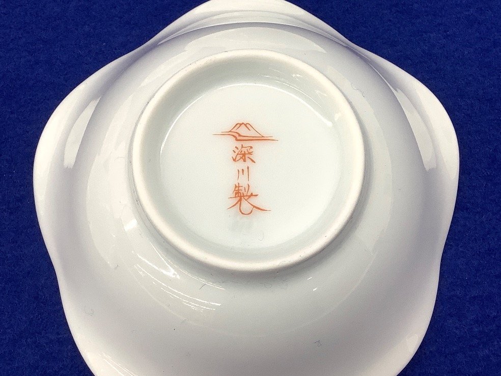 深川製磁 寿赤絵小皿揃/四君子/小鉢/金彩 5客 未使用品 ACBの画像4