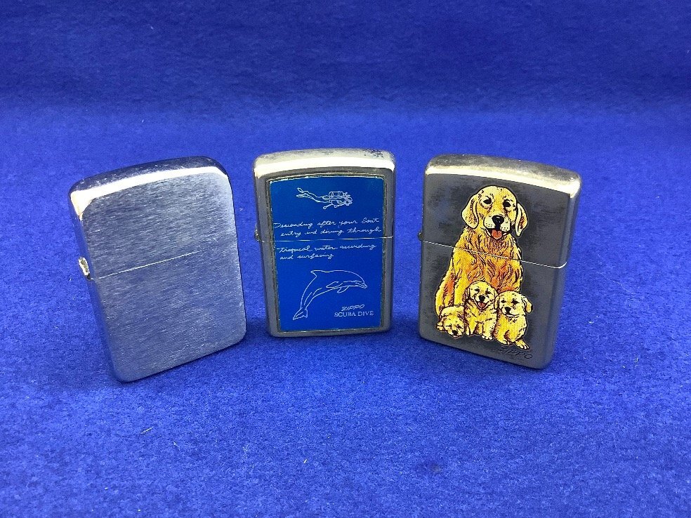 ジッポー/zippo スキューバダイブ・親子犬 他　オイルライター 3点まとめ ジャンク品 ACB_画像1