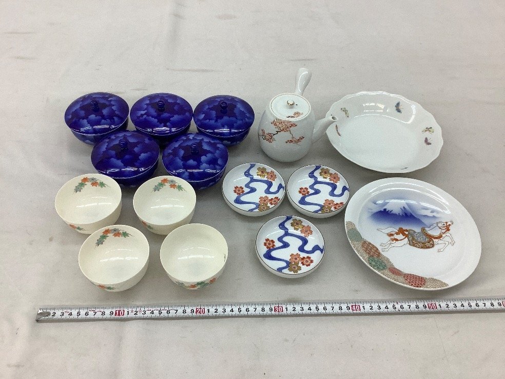 深川製磁 急須/湯?み/茶器/皿/セット/まとめ 金彩ハガレ 中古品 ACB_画像2