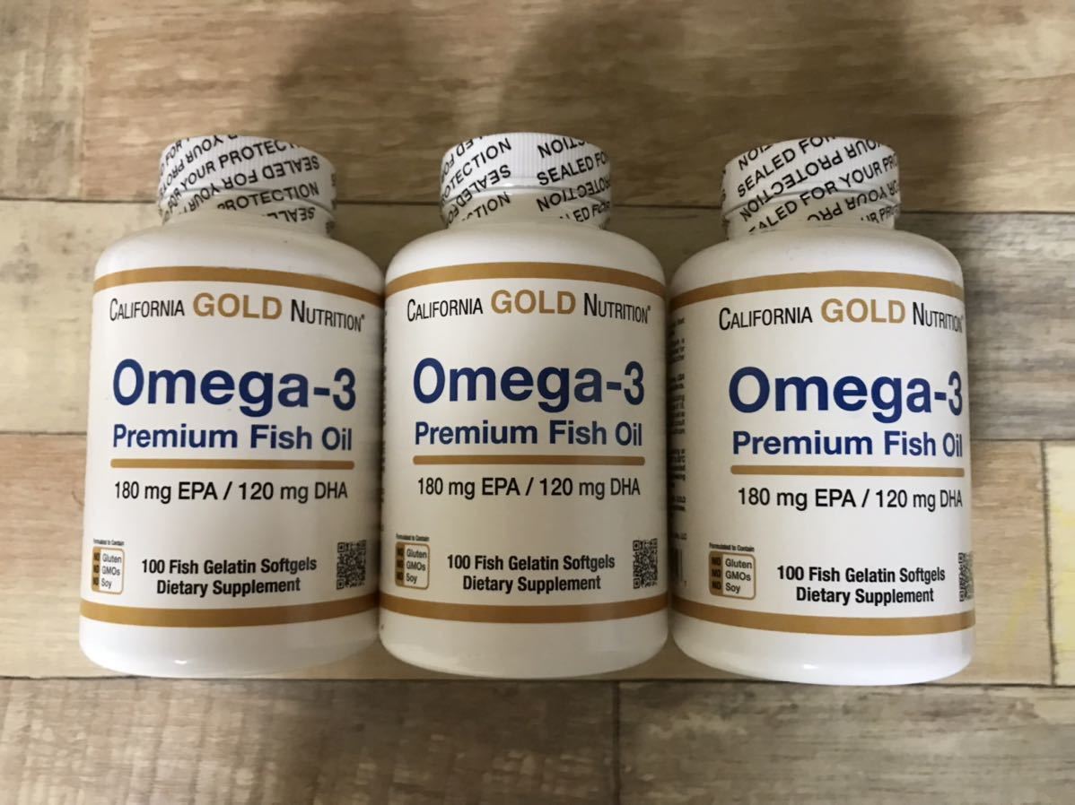 【送料無料 3個】オメガ3 premium Fish Oil 100粒（CGN オメガ3 プレミアム フィッシュオイル EPA DHA）_画像1