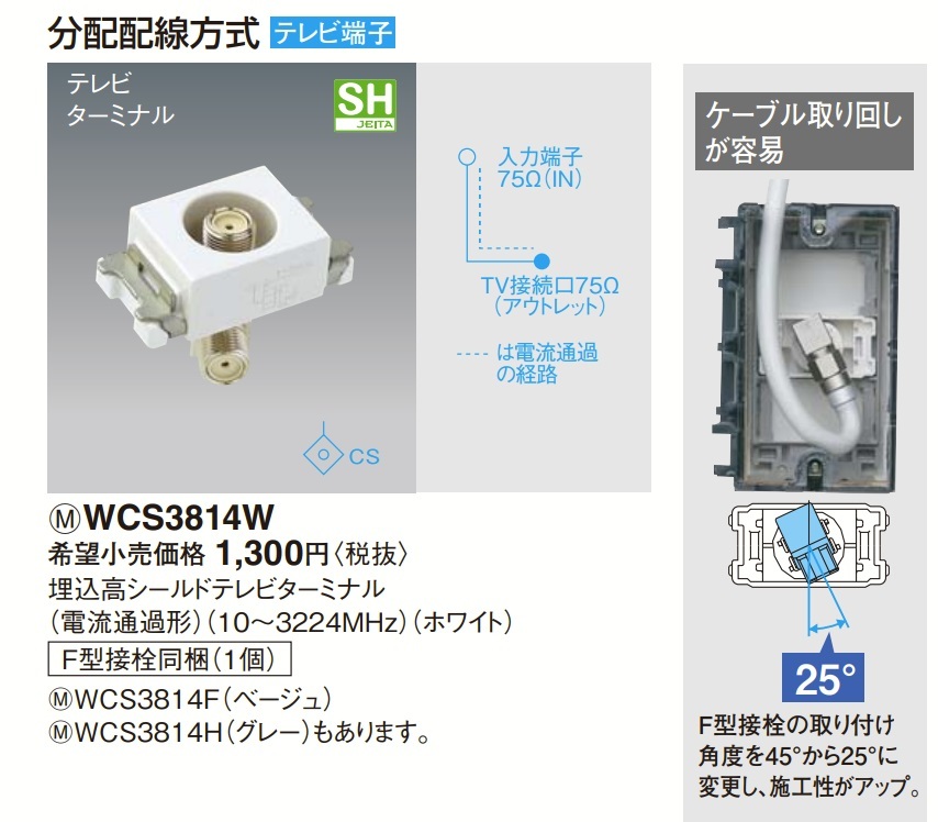 Panasonic Panasonic WCS3814 1 шт из несколько есть Cosmo серии широкий 21 F type разъем телевизор терминал . включено высота защита TV терминал 