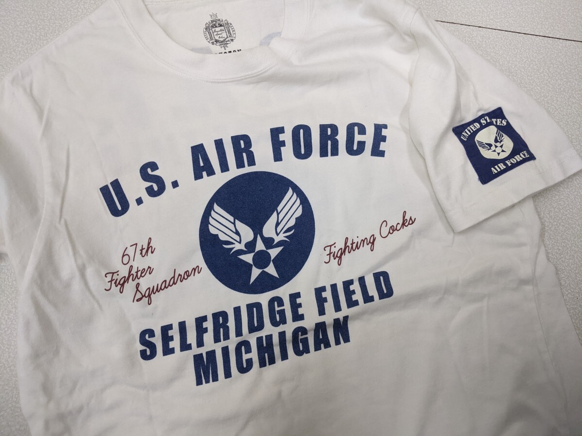 15．ヒューストン HOUSTON U.S.AIR FORCE 両面デザイン 半袖Tシャツ メンズL 白ネイビーえんじx210の画像2