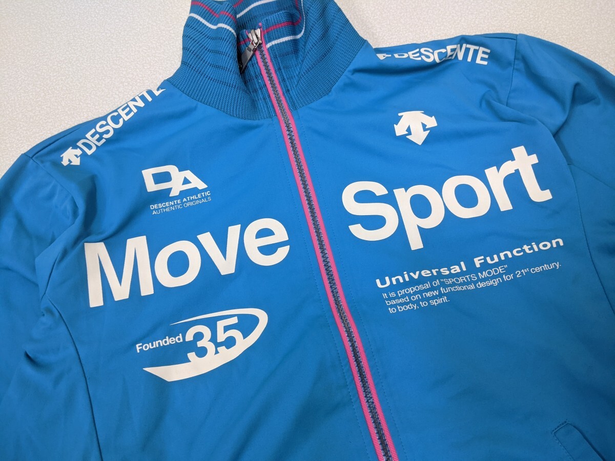 17．Descente デサント Move Sport ドライトランスファー トレーニングジャケット 速乾ジャージブルゾン DAT-1104 メンズSアクアブルーx304_画像3