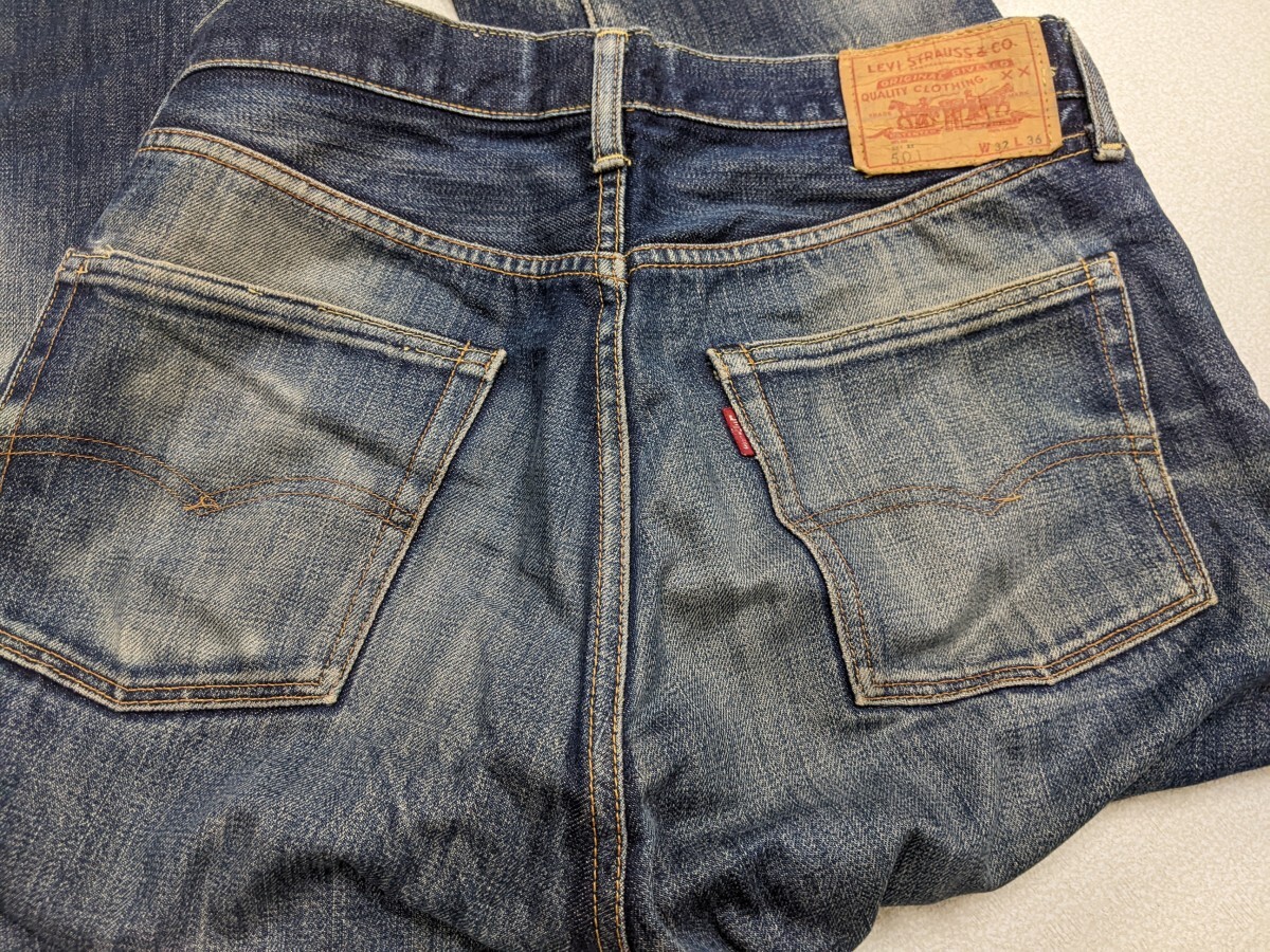 20．リーバイス 501XX ヴィンテージ復刻 66501 日本製 00s LEVI'S 鬼ヒゲ ハチノス 赤耳 セルビッチ デニム パンツ ジーンズ W32 y301_画像3