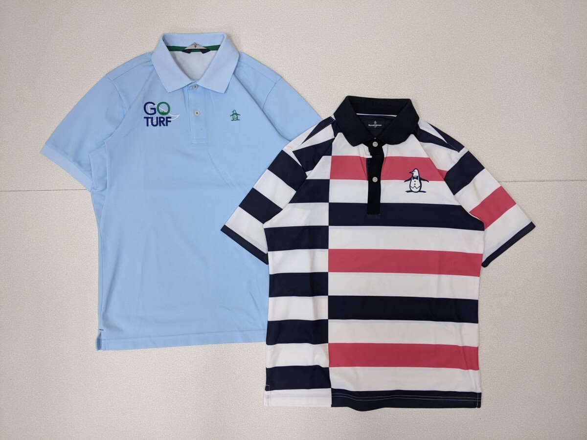 13. Munsingwear wear speed ./ cotton 2 point set MUNSING WEAR polo-shirt with short sleeves men's M white navy pink light blue series Golf wear x405