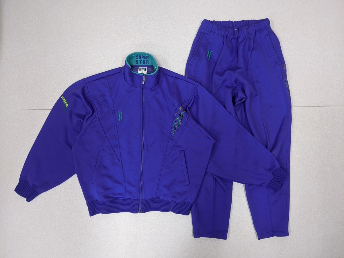 19．2点 レトロ ミズノ スーパースター MIZUNO レトロジャージ上下 トラックジャケット パンツ メンズL 紫緑 トレーニングウェアy410_画像1