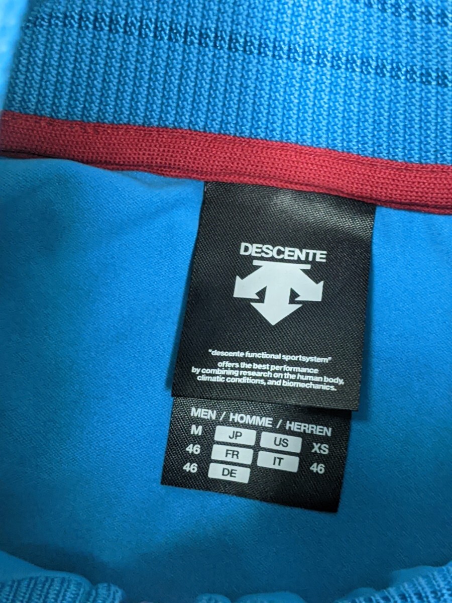 18．DESCENTE デサント Move Sport ジャージ 半袖ブルゾンジャケット ドライトランスファー DAT-1105 メンズM ピーコックブルー系 x401_画像4