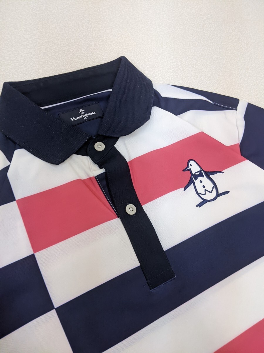 13. Munsingwear wear speed ./ cotton 2 point set MUNSING WEAR polo-shirt with short sleeves men's M white navy pink light blue series Golf wear x405