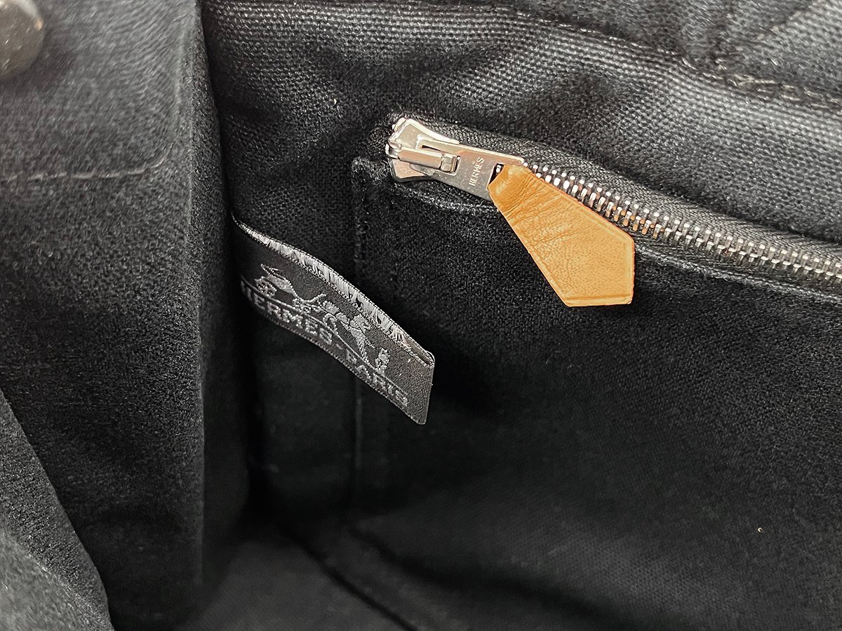 HERMES エルメス フールトゥPM トートバッグ ハンドバッグ バッグ キャンバス 黒×グレー_画像10