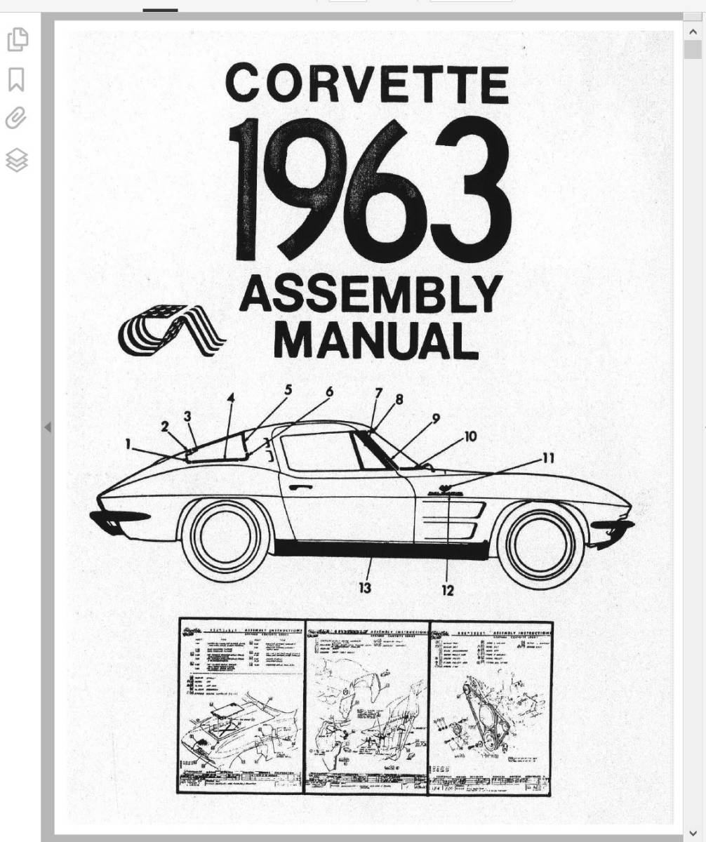 シボレー　コルベット　C2　アッセンブリー マニュアル　 Chevrolet Corvette 1963 C2　assembly　manual_画像1