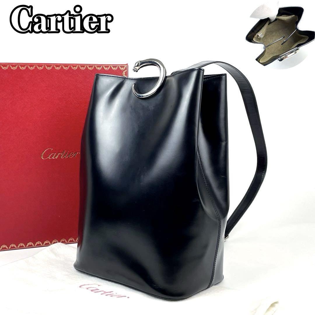 [ превосходный товар ]Cartier Cartier сумка на плечо большая сумка хлеб tail Panther Leopard формальный для мужчин и женщин bijine шарф кожа чёрный 
