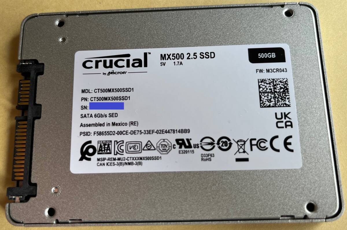 Crucial MX500（SSD 500GB）スペーサー付きの画像2