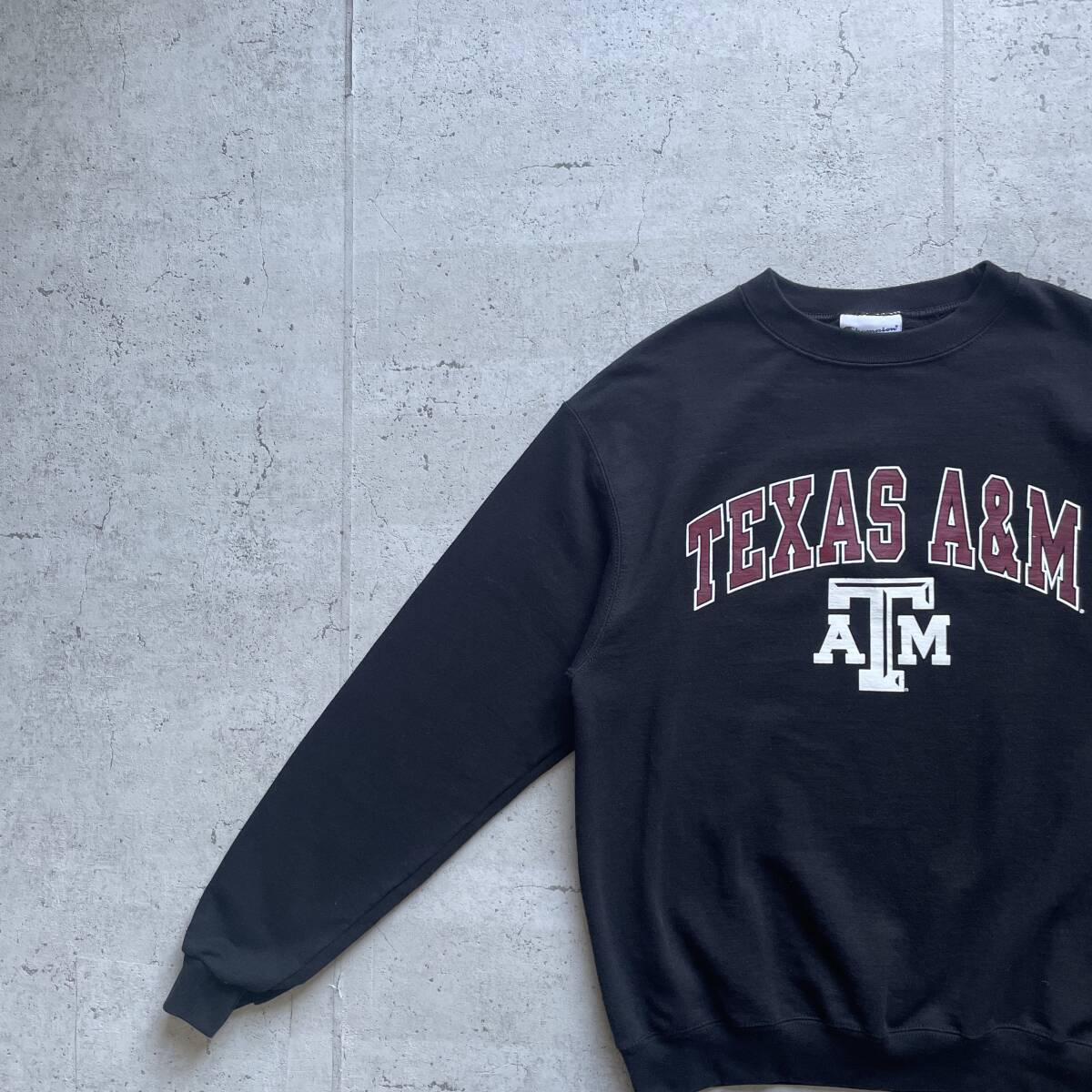 champion チャンピオン カレッジロゴ TEXAS A&M クルーネック スウェット トレーナー ブラック M_画像1