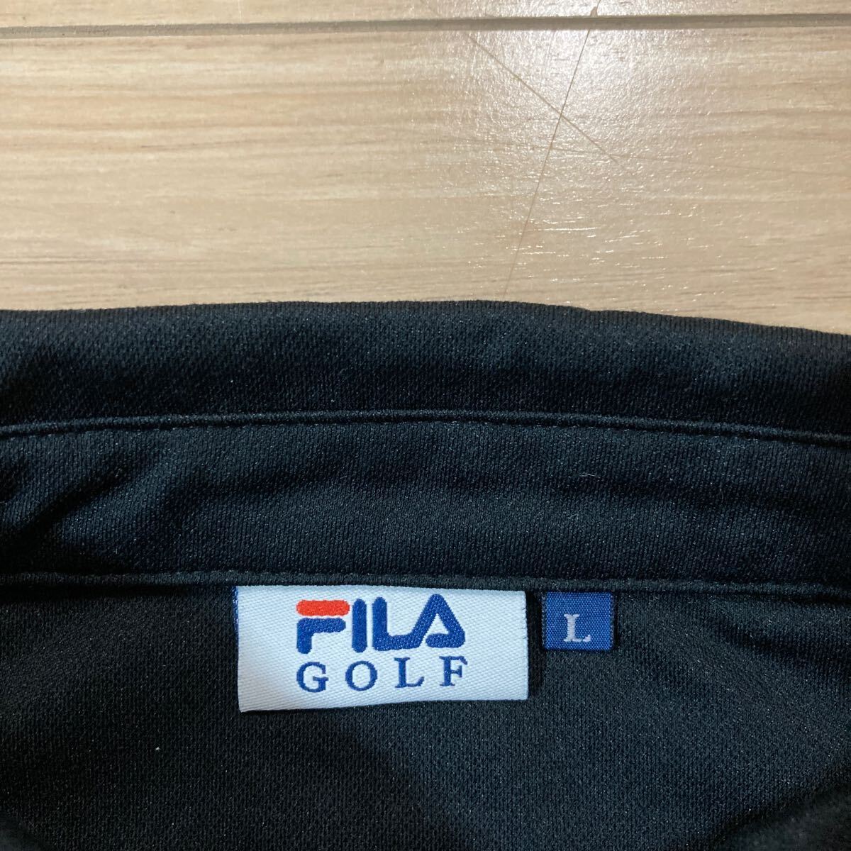 FILA GOLF フィラゴルフ ゴルフウェア ボタンダウンシャツ 半袖シャツ Lサイズ 黒 レディース 美品_画像3