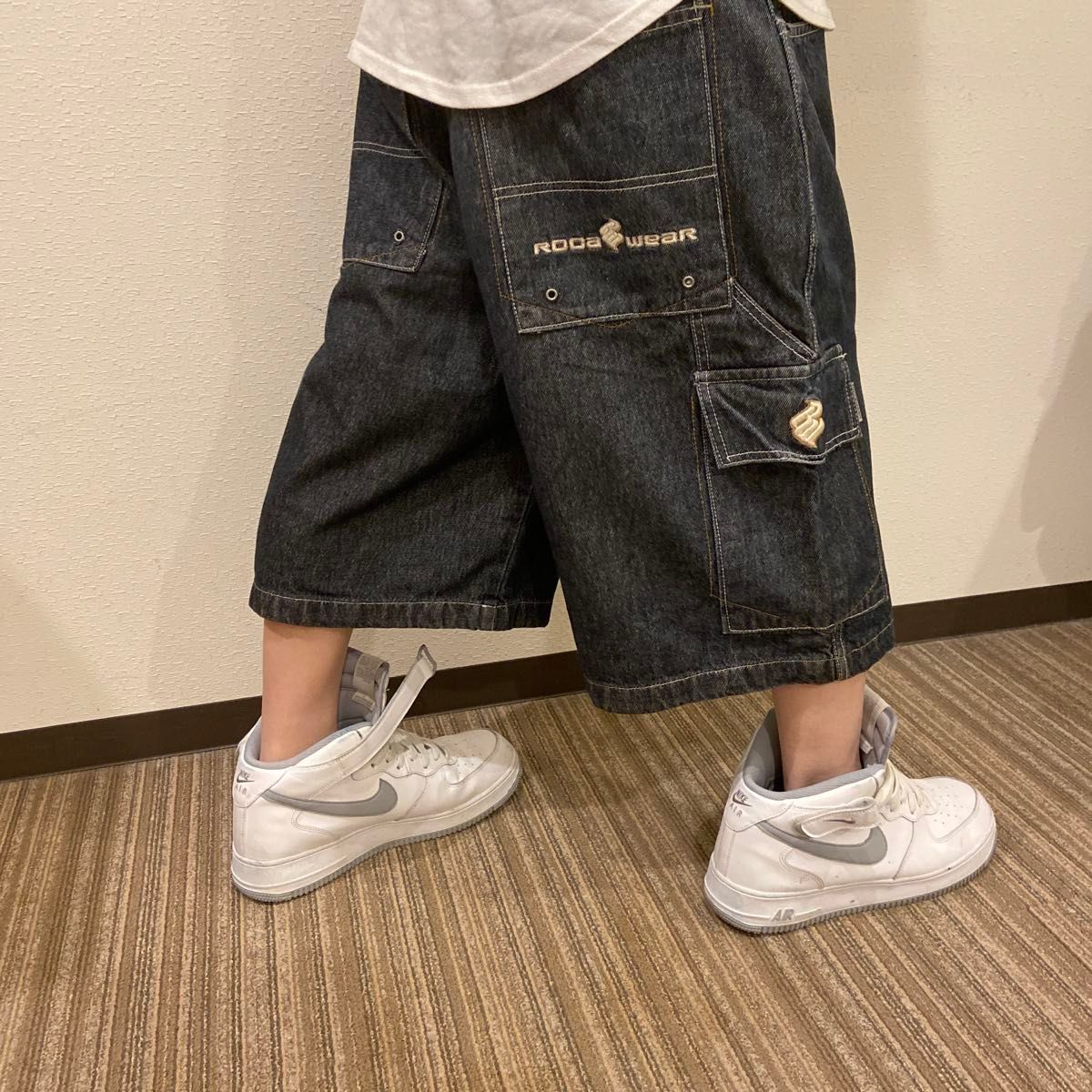 90s  USA製　ROCAWEAR デニムハーフパンツ　B系　HIPHOP ラッパー　チカー極太