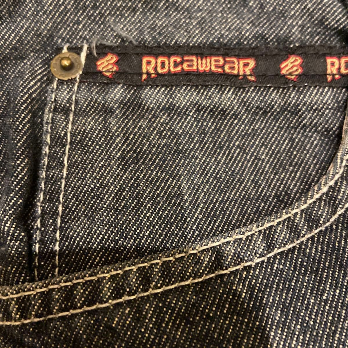 90s  USA製　ROCAWEAR デニムハーフパンツ　B系　HIPHOP ラッパー　チカー極太