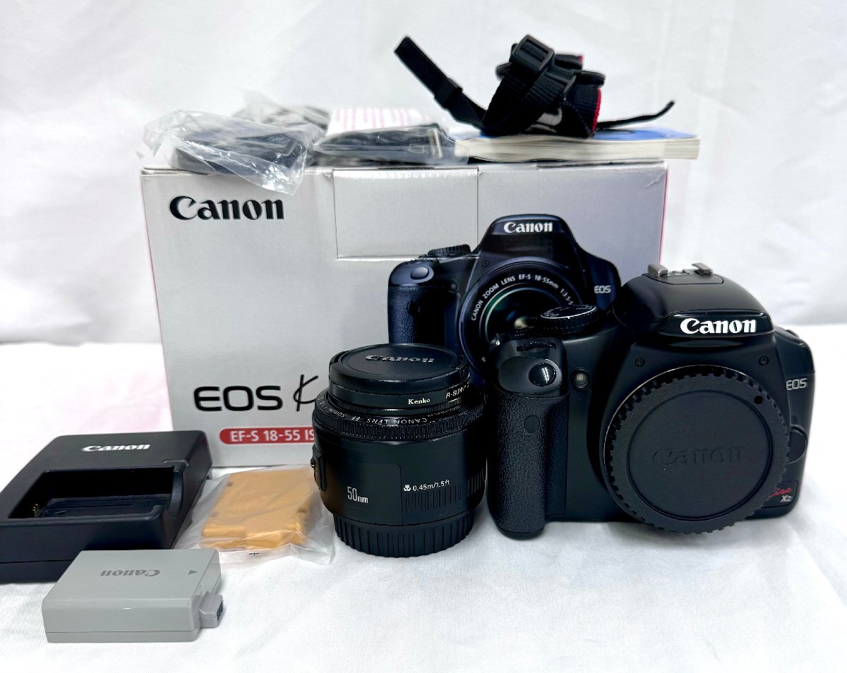 ★送料別★Canon キャノン EOS Kiss X2 ※レンズ付き EF50mm 1:1.8 0.45m/1.5ft ※ (中古品/動作未確認) ED0106の画像1