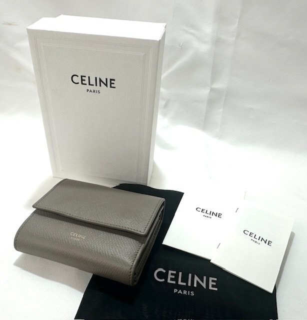 【中古品】セリーヌ　CELINE　二つ折り財布　カーフ　グレー系【送料別】FS0040_画像1