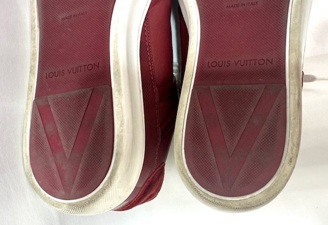 【中古品】ヴィトン LOUIS VUITTON スニーカー スエード×カーフ ボルドー サイズ7.5【送料別】FI0453の画像4