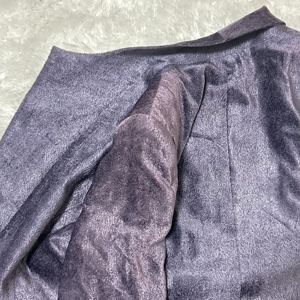 ジュンアシダ　極上シルク　フォーマル　テーラードジャケット　紫　希少　豪華　色落ちあり_画像9
