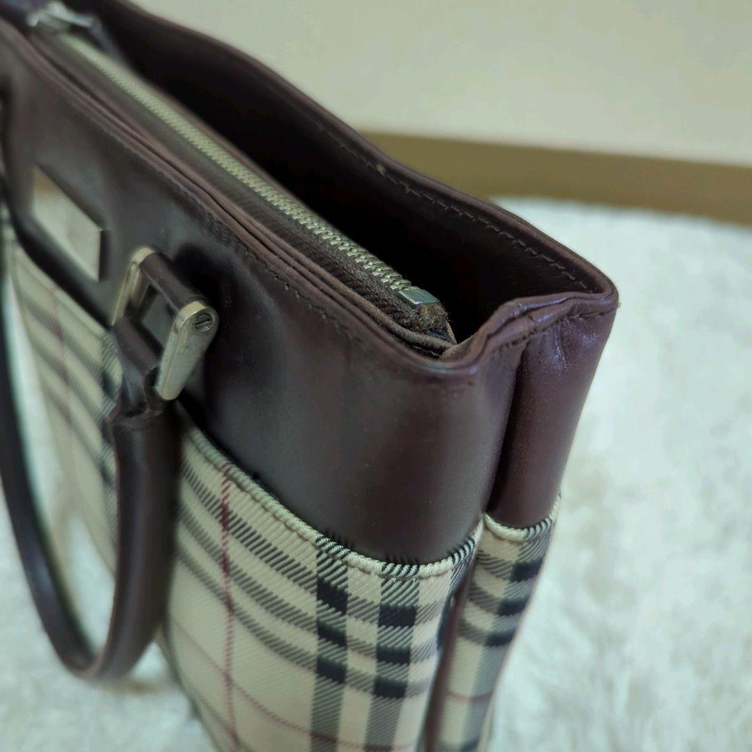 1 иен ~ BURBERRY Burberry ручная сумочка большая сумка noba проверка Brown 
