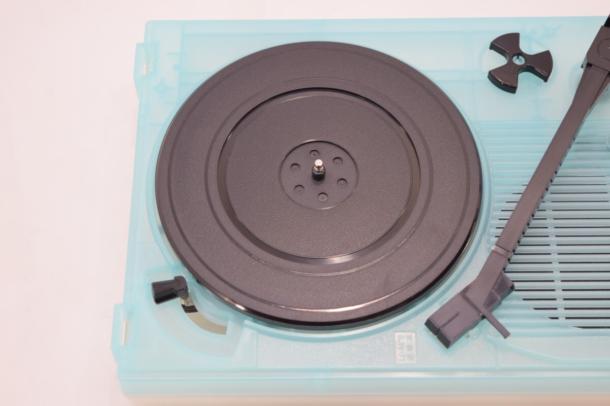 COLUMBIA Colombia GP-3B turntable portable record player manual original box attaching operation goods skeleton blue Showa Retro NU-212M