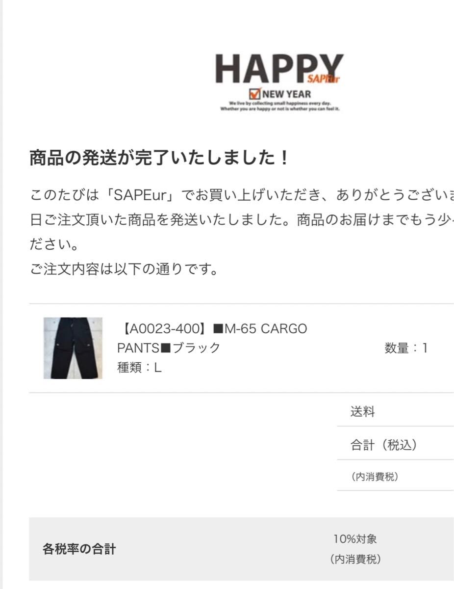 SAPEur サプール カーゴパンツ M-65 CARGO PANTS ブラック L SAPEur サプール カーゴパンツ M-65 CARGO PANTS ブラック L