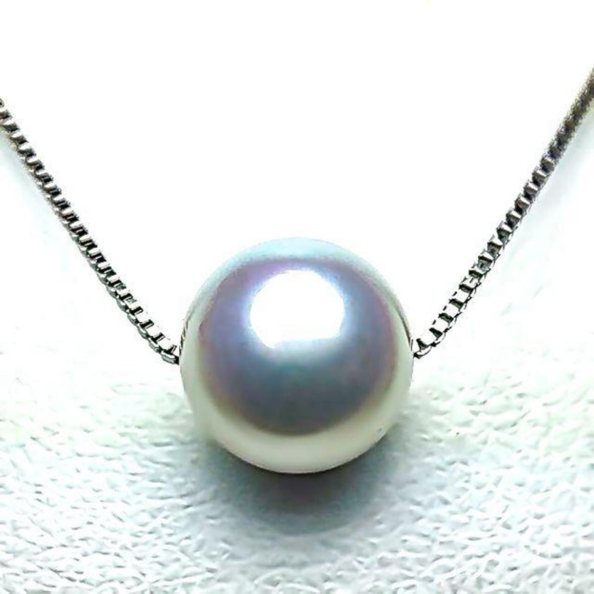 アコヤ真珠　ネックレス　高品質の10㎜ あこや真珠ペンダント 無調色 の ナチュラルWhite 一粒パール あこや真珠ペンダント 