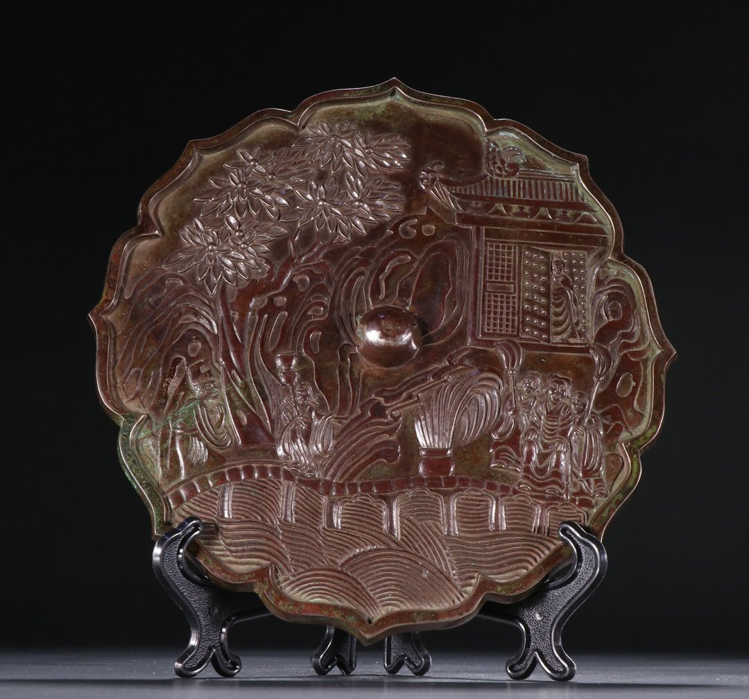 【安】漢時代 青銅器 人物紋銅鏡 中国古美術 古置物 古擺件 古董品 古美味 骨董品 424_画像2
