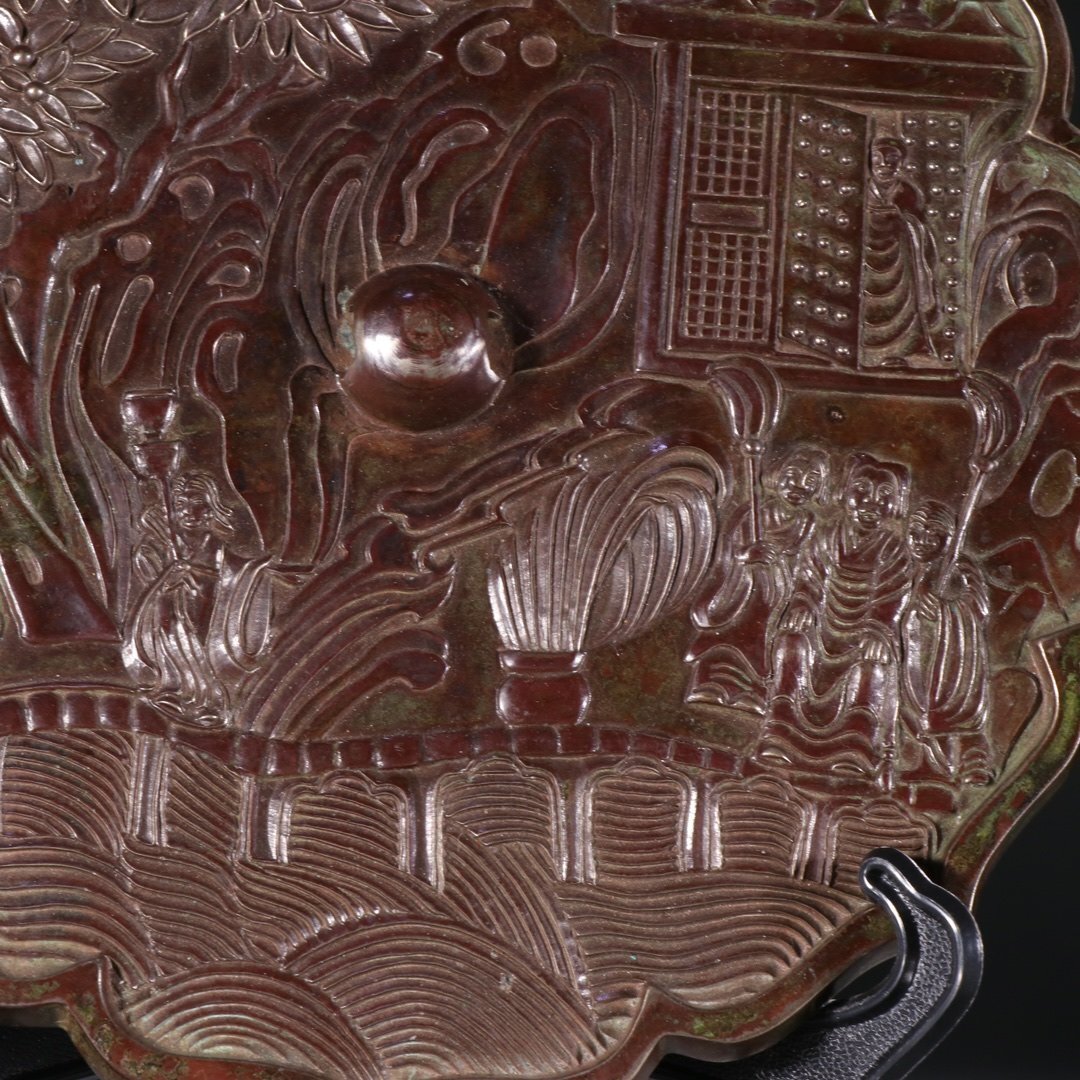 【安】漢時代 青銅器 人物紋銅鏡 中国古美術 古置物 古擺件 古董品 古美味 骨董品 424_画像3