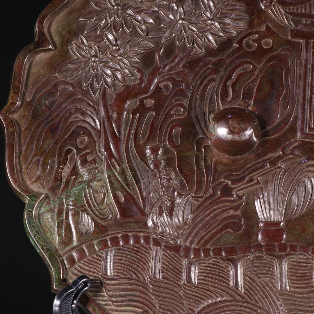 【安】漢時代 青銅器 人物紋銅鏡 中国古美術 古置物 古擺件 古董品 古美味 骨董品 424_画像4