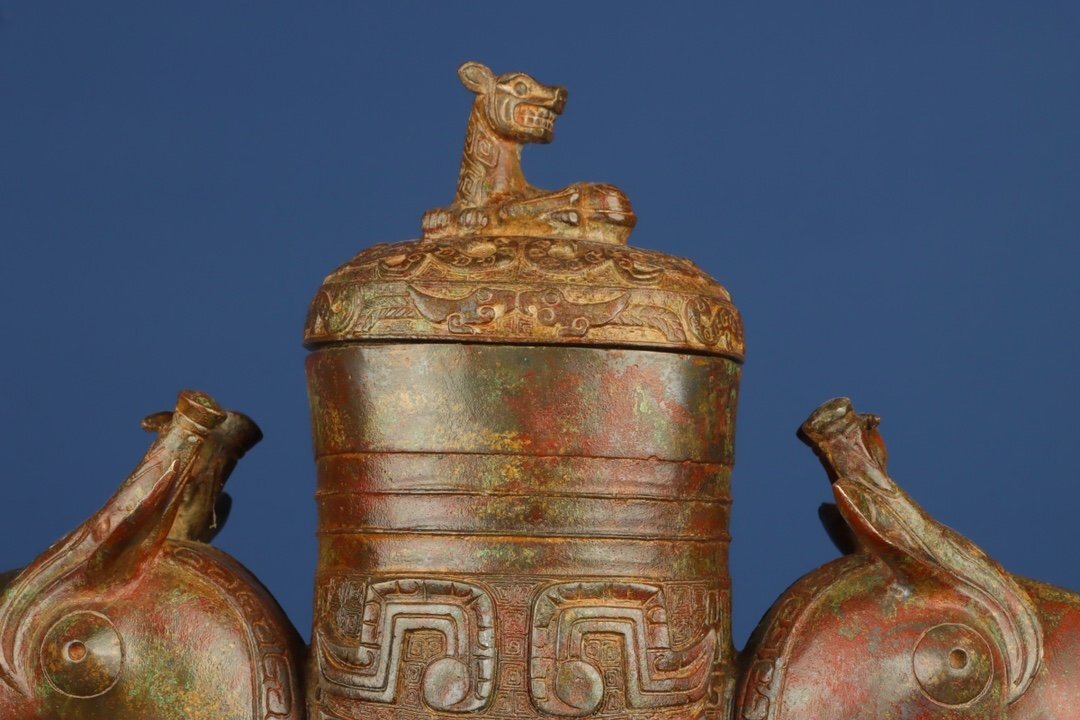 【安】西周時代 青銅器 双獣尊 中国古美術 古置物 古擺件 古董品 古美味 骨董品 336_画像2