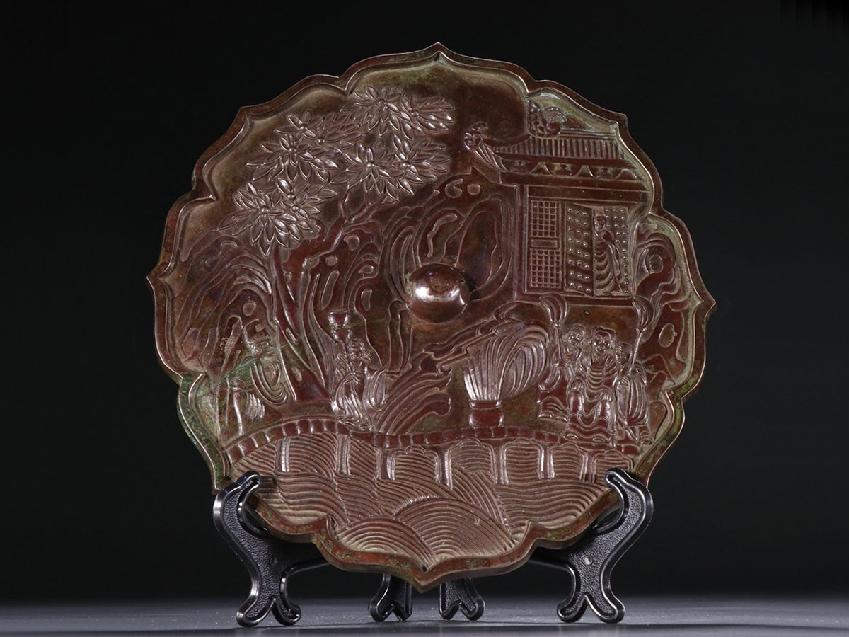 【安】漢時代 青銅器 人物紋銅鏡 中国古美術 古置物 古擺件 古董品 古美味 骨董品 424_画像1