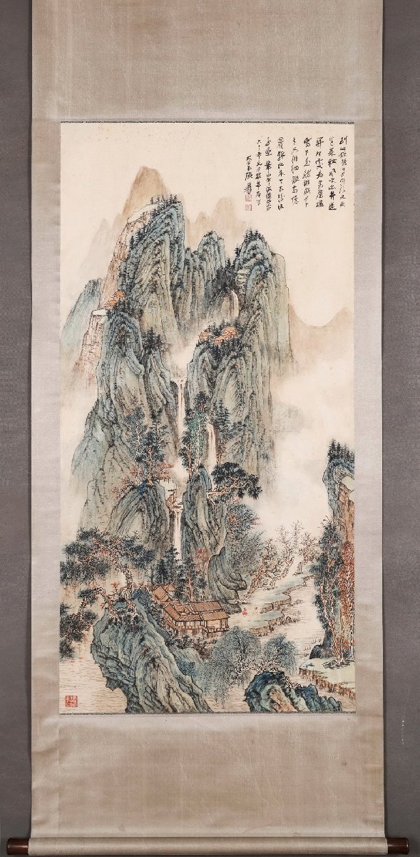 [ cheap ] China modern times painter [. large thousand paper ] paper book@[ autumn mountain .. map ] hanging scroll China .... goods China calligraphy old beautiful taste old fine art 437