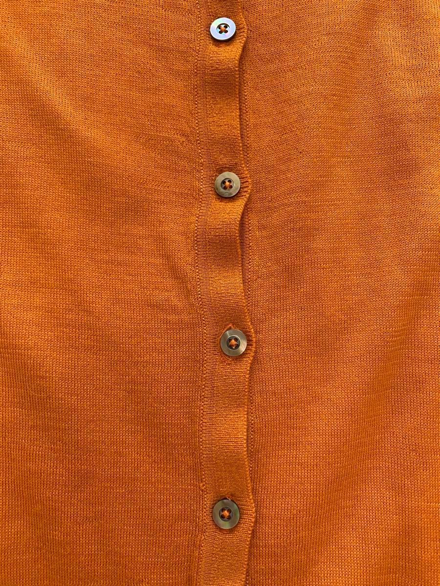 【美品】SallyScott サリースコット 毛100% カーディガン Ｍサイズ オレンジ クローバー 長袖